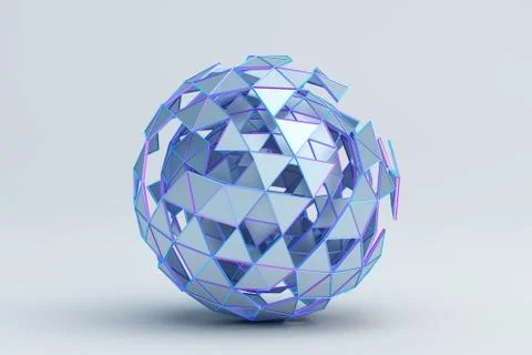 Abstract 3D Rendering of Polygonal Sphere Illustrazione stock