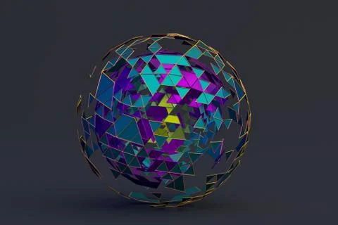 Abstract 3D Rendering of Polygonal Sphere Illustrazione stock
