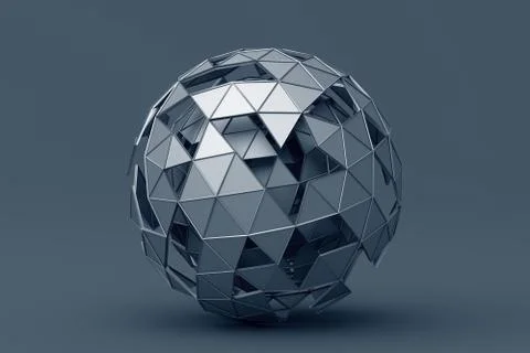 Abstract 3D Rendering of Polygonal Sphere Illustrazione stock
