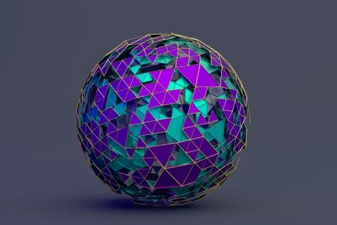 Abstract 3D Rendering of Polygonal Sphere Illustrazione stock