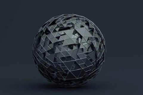 Abstract 3D Rendering of Polygonal Sphere Illustrazione stock
