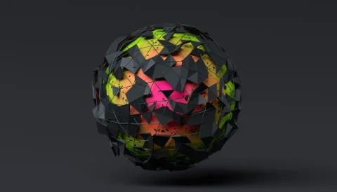 Abstract 3D Rendering of Polygonal Sphere Illustrazione stock