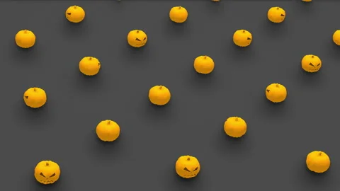 Abstract 3d rendering of pumpkin shapes in isometric view Stock Footage 239475071