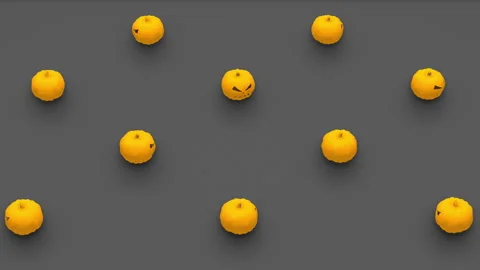 Abstract 3d rendering of pumpkin shapes in isometric view Stock Footage 240237137