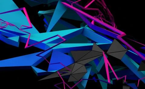 Abstract 3D Rendering of Random Shapes Stock-Illustration