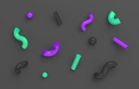 Abstract 3D Rendering of Random Shapes Stock-Illustration
