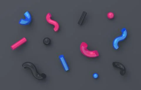Abstract 3D Rendering of Random Shapes Stock Illustration