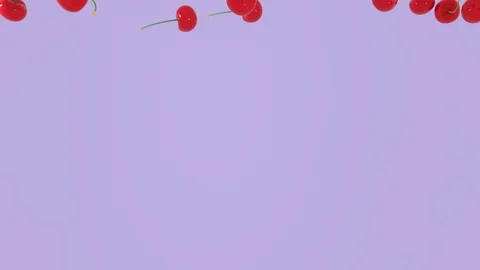 Abstract 3D rendering red cherry falling down on differents pastel background. 4 Stock Footage 106655782