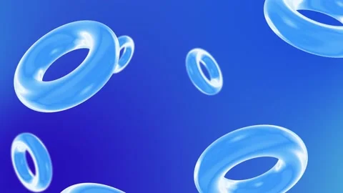 Abstract 3D Rendering of rotating geometric blue shapes Stock Footage 229267858