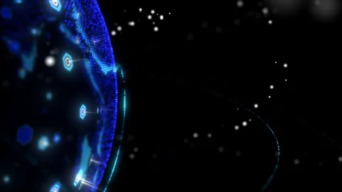 Abstract 3D rendering satellites starlink network, digital earth data globe - Stock Footage 109216153