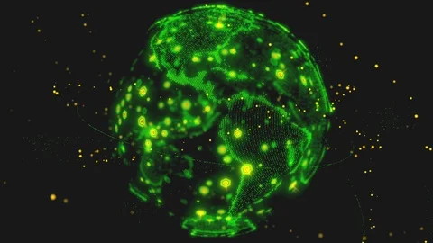 Abstract 3D rendering satellites starlink network, digital earth data globe - Vídeo Stock 112180903