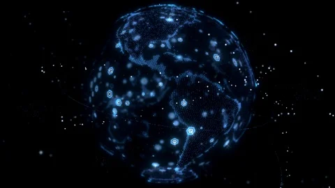 Abstract 3D rendering satellites starlink network, digital earth data globe - Stock Footage 122505027