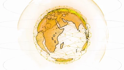 Abstract 3D rendering satellites starlink network, digital earth data globe - Stock Footage 124314640