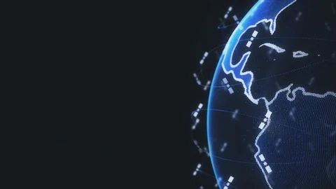 Abstract 3D rendering satellites starlink network, digital earth data globe - Video stock 125999166