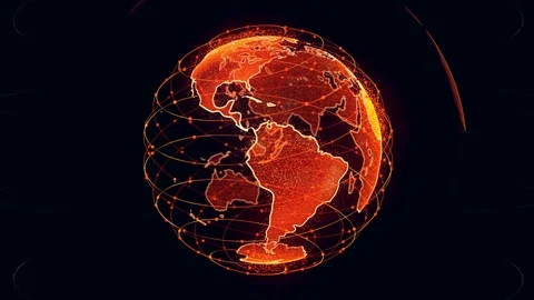 Abstract 3D rendering satellites starlink network, digital earth data globe - Stock Footage 127215820