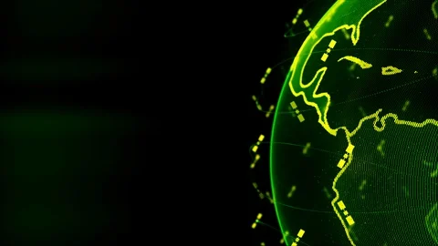 Abstract 3D rendering satellites starlink network, digital earth data globe - Stock Footage 128556949
