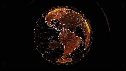 Abstract 3D rendering satellites starlink network, digital earth data globe - Stock Footage 131650519