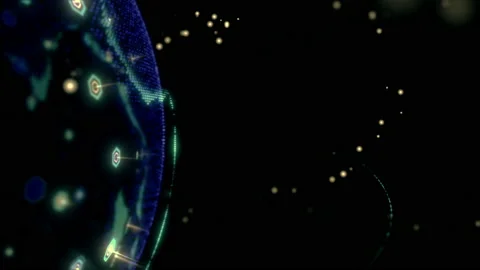 Abstract 3D rendering satellites starlink network, digital earth data globe - Stock Footage 131891068