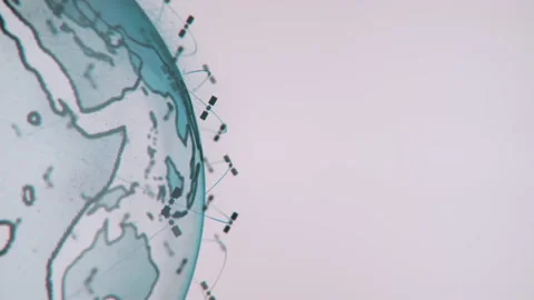 Abstract 3D rendering satellites starlink network, digital earth data globe - Stock Footage 132260273