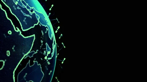 Abstract 3D rendering satellites starlink network, digital earth data globe - Stock Footage 133918735