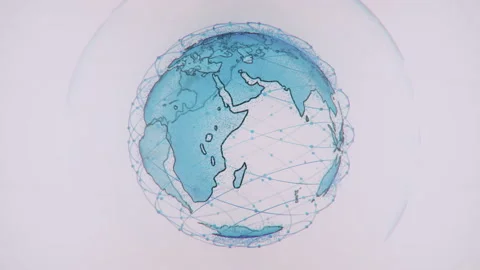 Abstract 3D rendering satellites starlink network, digital earth data globe - Stock Footage 136488273