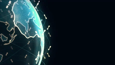 Abstract 3D rendering satellites starlink network, digital earth data globe - Stock Footage 156976746