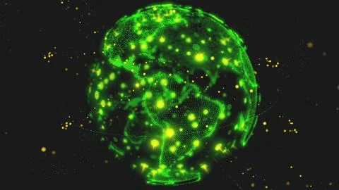 Abstract 3D rendering satellites starlink network, digital earth data globe - Illustrazione stock