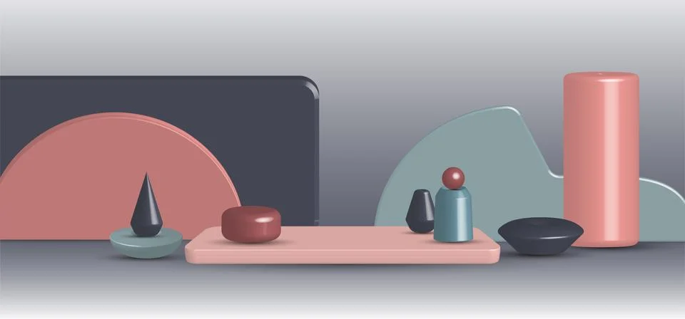 Abstract 3d rendering screen design of wide presentation geometric Stock Illustration