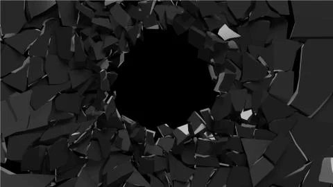 Abstract 3d rendering of shattered black surface. destructed wall. vector for Stock Illustration