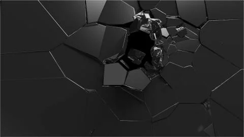 Abstract 3d rendering of shattered black surface. destructed wall. vector for Stock Illustration