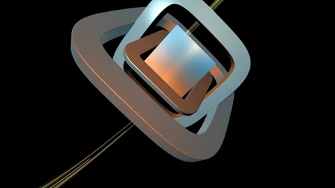 Abstract 3d rendering showing rotating metallic frames with reflective inne.. Stock Footage 337924161