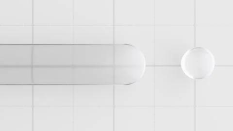 Abstract 3d rendering showing transparent liquid glass tube and sphere Stock Illustration