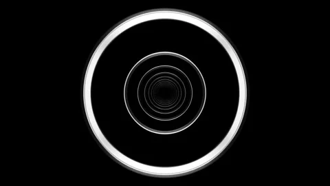 Abstract 3D rendering of slow moving silver rings tunnel loop Stock Footage 340246722