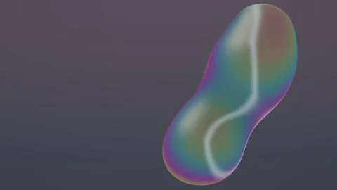 Abstract 3D rendering of a smooth iridescent liquid drop isolated on a soft.. Stock Footage 347465512