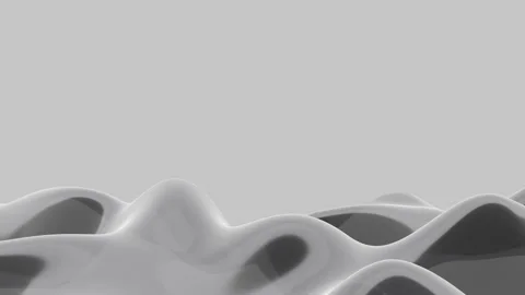 Abstract 3D rendering of smooth transparent white liquid waves flowing loop Stock Footage 340230416