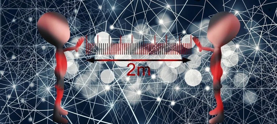 Abstract 3D Rendering Social Distancing illustration For Covid 19 Stock Illustration