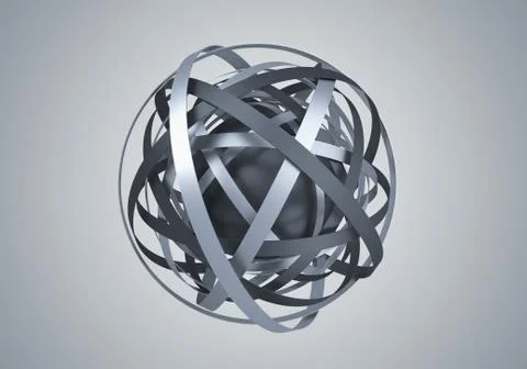 Abstract 3D Rendering of Sphere with Rings. 스톡 일러스트