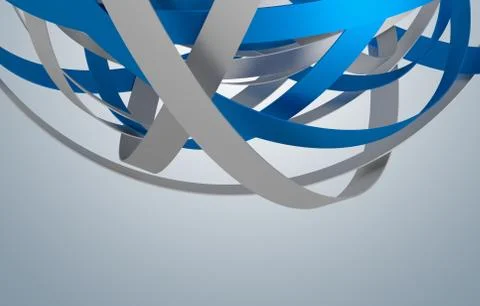 Abstract 3D Rendering of Sphere with Rings. Illustrazione stock