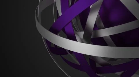 Abstract 3D Rendering of Sphere with Rings. Stock Illustration