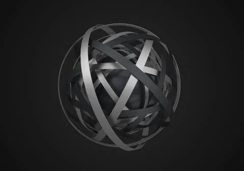 Abstract 3D Rendering of Sphere with Rings. Illustrazione stock