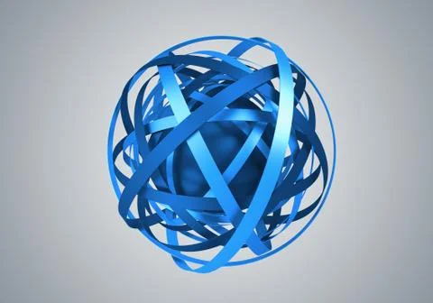 Abstract 3D Rendering of Sphere with Rings. Illustrazione stock