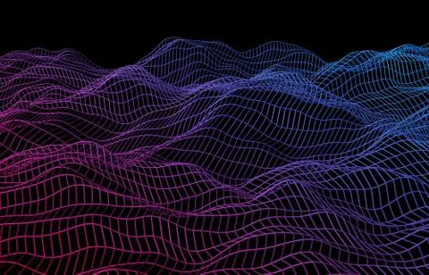 Abstract 3D Rendering of Surface with Waves Illustrazione stock