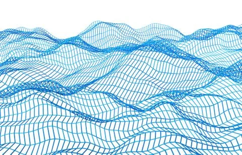 Abstract 3D Rendering of Surface with Waves Stock-Illustration