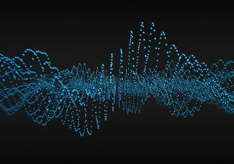 Abstract 3D Rendering of Waves with Particles. Stock Illustration