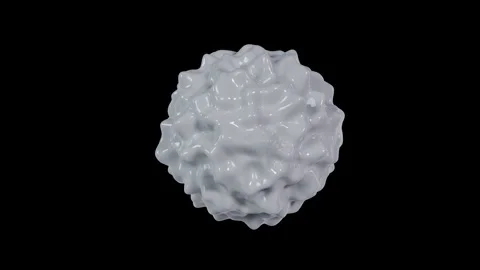 Abstract 3D rendering of white organic sphere with uneven surface loop Stock Footage 340241966