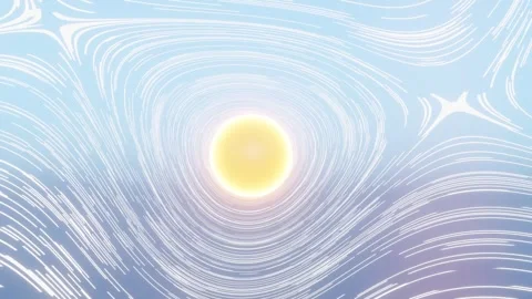 Abstract 3D representation of a cloud with the sun, creating a dreamy and atm Stock Footage 296901675