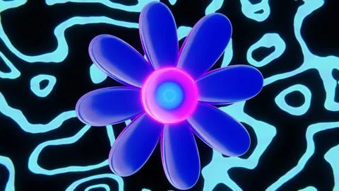 Abstract 3d retro groovy daisy flower funky pop colourful rainbow harmony Stock Illustration