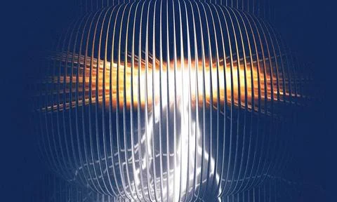 Abstract 3D Ribbed Sphere with Glowing Light Streak and Futuristic Energy T.. 스톡 일러스트