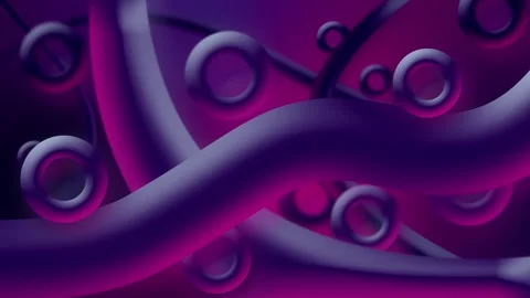 Abstract 3D Rings and Tubes Moving on Gradient Background Stock Footage 335080768