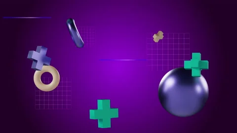 Abstract 3D Rotating Geometric Shapes Animation.  Stock Footage 222894696